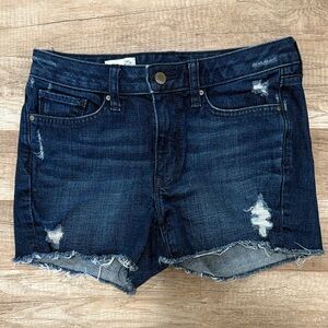 GAP Dark Blue Distressed Jean Shorts 25 r slim cut-offs